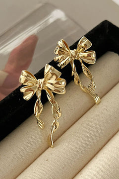 Gold Bow Knot Plated Alloy Stud Earrings