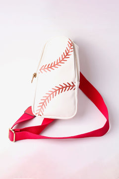 Baseball PU Leather Zipped Sling Bag