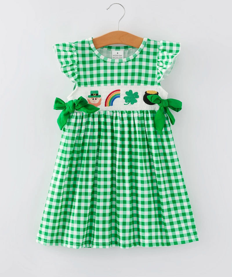 St. Patrick's Day Girls Smocking Embroidery Dress