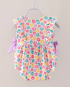 Easter Purple Blue Leopard Bunny Ruffle Baby Girl Romper