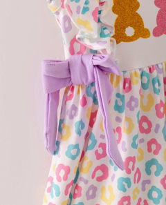 Easter Purple Blue Leopard Rabbit Bunny Ruffle Girl Dress