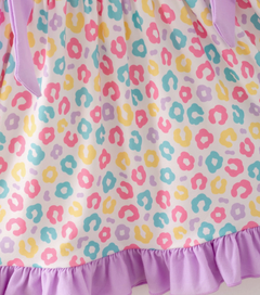 Easter Purple Blue Leopard Rabbit Bunny Ruffle Girl Dress