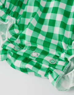 St. Patrick's Day Smocking Embroidered Plaid Baby Girls Romper