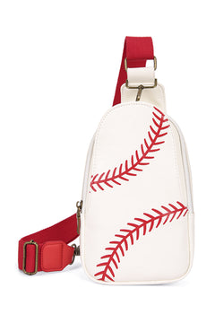 Baseball PU Leather Zipped Sling Bag