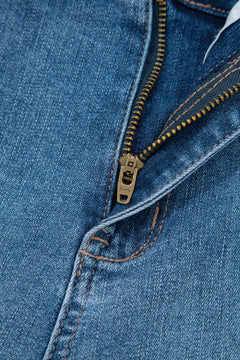 Sail Blue Exposed Stitching Straight Jeans