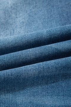 Sail Blue Exposed Stitching Straight Jeans
